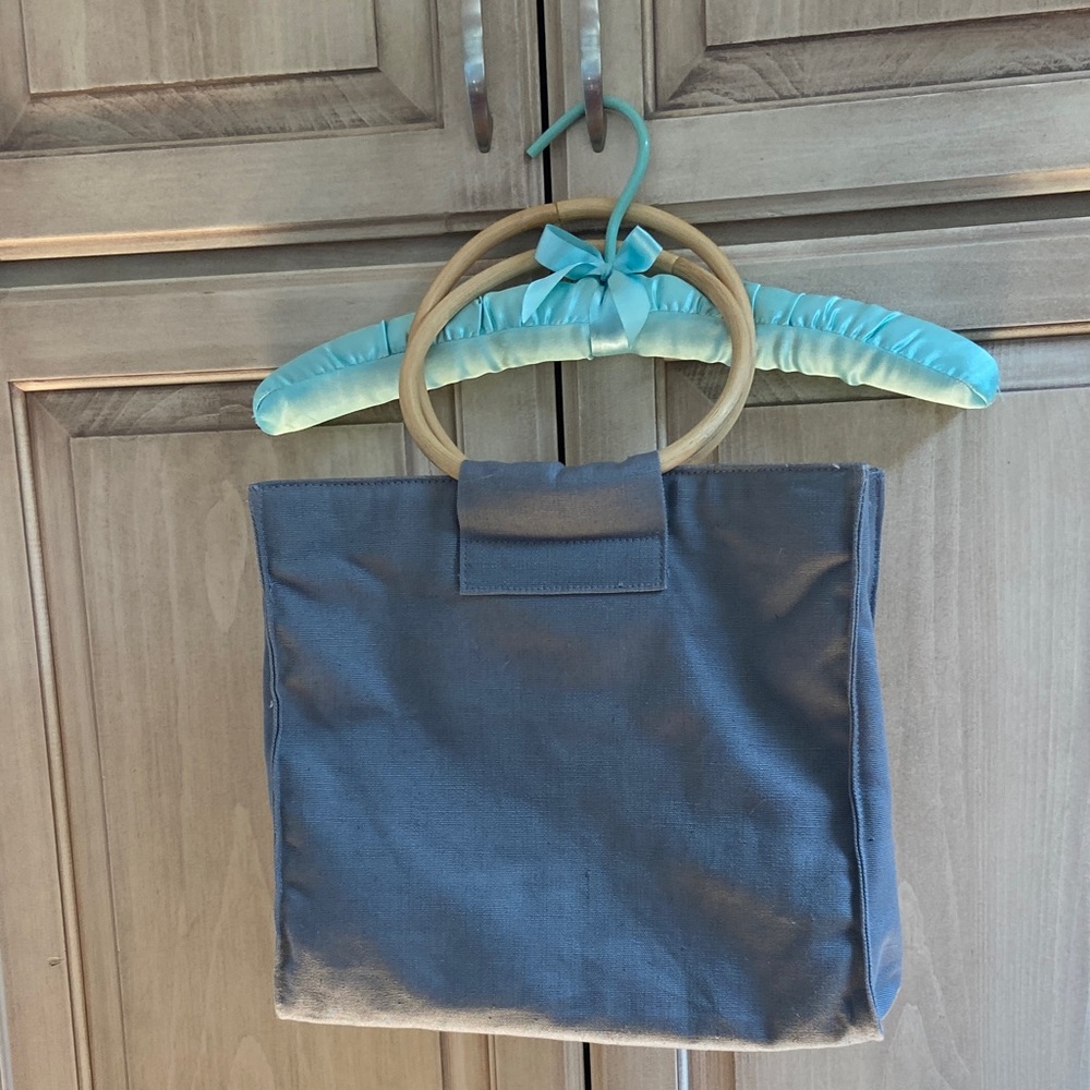 The Healing Garden Waters Gray Canvas Tote Bag with Wooden Handles